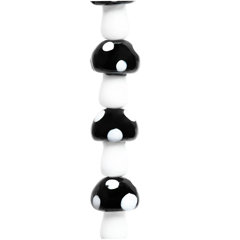 Black & White Glass Mushroom Beads, 17mm by Bead Landing™