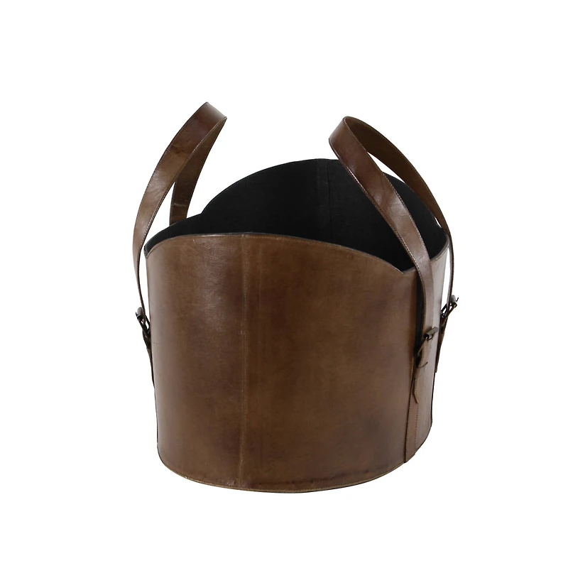 Brown Leather Vintage Magazine Holder Set