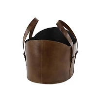 Brown Leather Vintage Magazine Holder Set