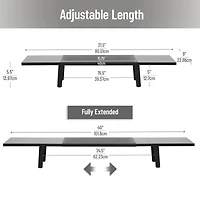 Mind Reader Extendable Monitor Stand, Adjustable Desktop Riser for Dual Monitors, Printers, Laptops, TV, 31.5–40 Inch Width, 88 lb Capacity, Metal and MDF Wood, Black