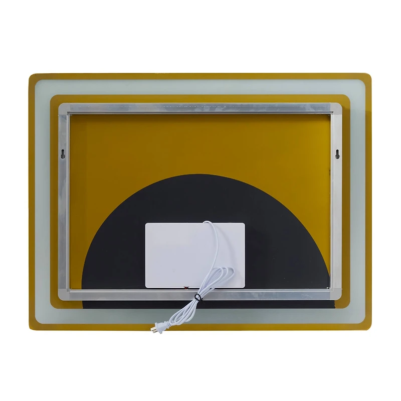 Clear Glass Modern LED Mirror, 32" x 1" x 24"