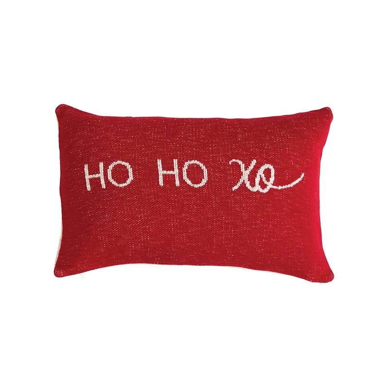 Hello Honey® 24" Ho, Ho, XO Two-Sided Cotton Knit Lumbar Pillow