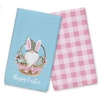 Gnome Bunny Basket Tea Towel Set