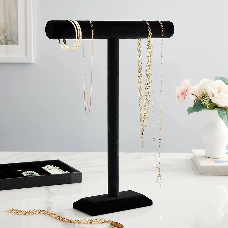 18" Black Velvet Single Bar Jewelry Stand by Bead Landing™ 
