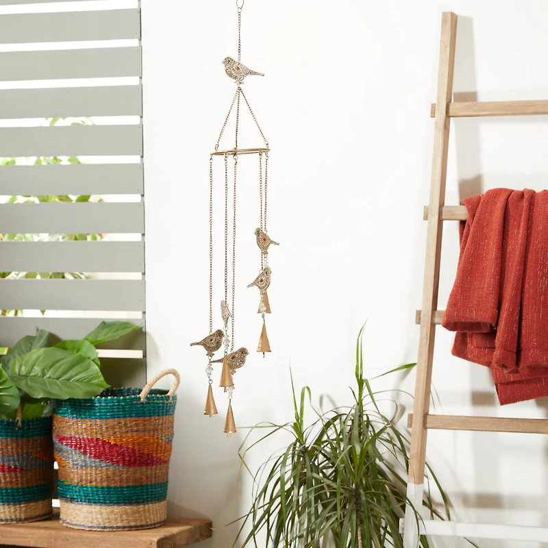 39" Gold Bird Metal Eclectic Windchime