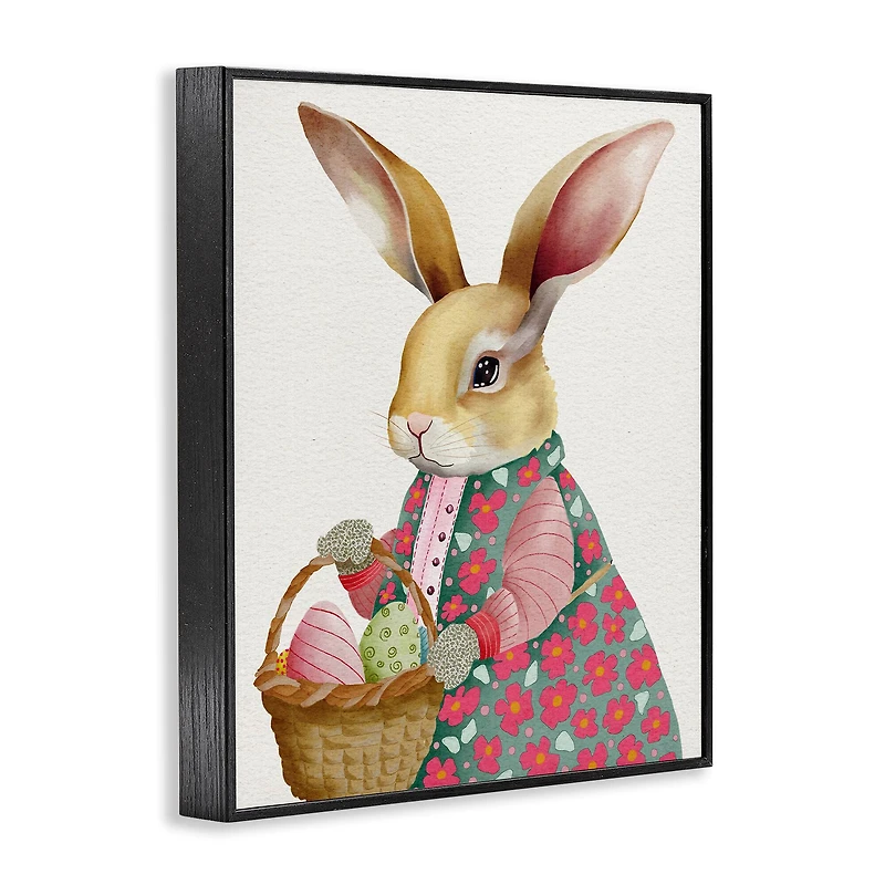 Stupell Industries Easter Bunny with Egg Basket Framed Giclée Wall Art