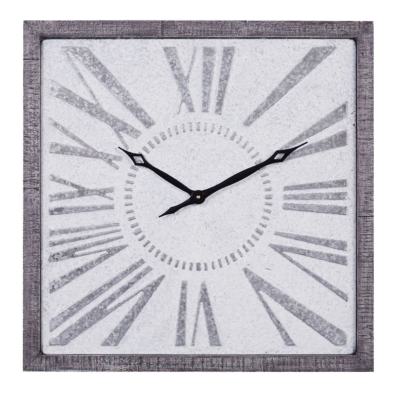 Grey Farmhouse Metal Wall Clock, 25" x 25"