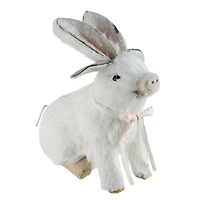 7" White Playful Piglet with Silly Bunny Rabbit Ears Easter Figure