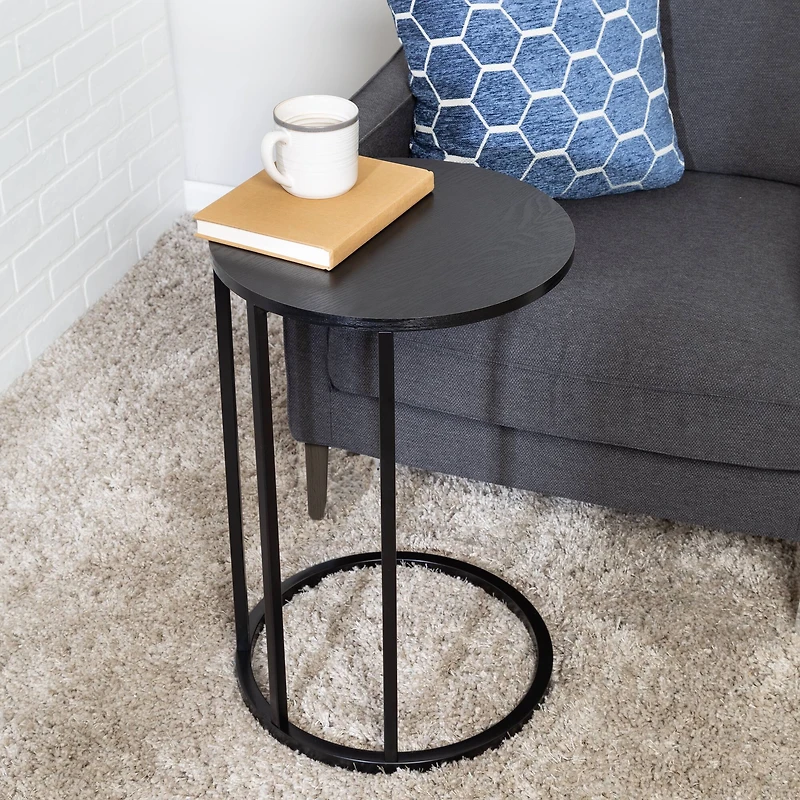 Honey Can Do Black Round C End Table