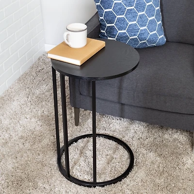 Honey Can Do Black Round C End Table