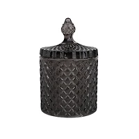 7" Black Diamond Beveled Glass Container with Lid by Ashland®