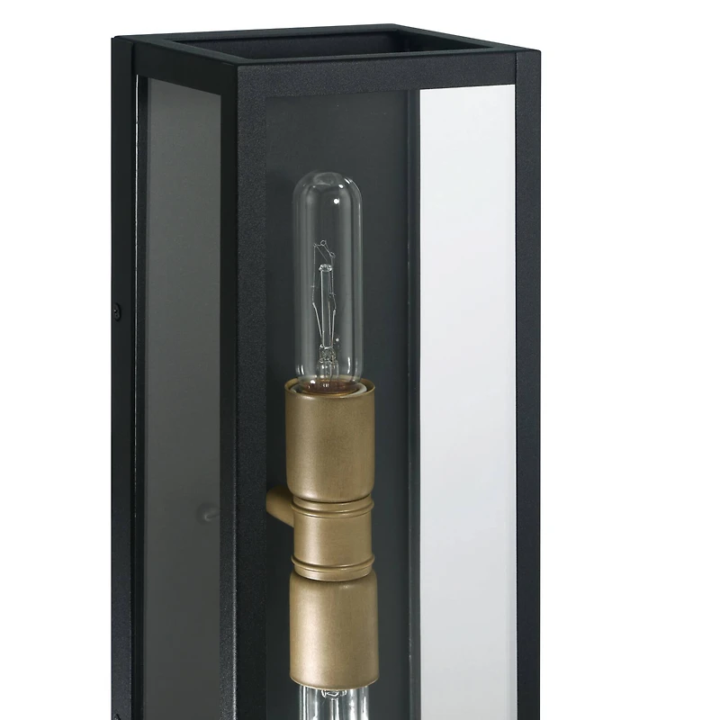 Hello Honey® Lloyd Matte Black Modern Minimalist Metal & Glass Wall Mounted Outdoor Light