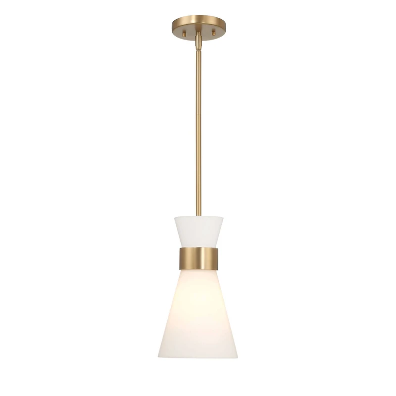 Hello Honey® Kit White & Gold Modern Minimalist Tapered Opal Glass & Metal Ceiling Light