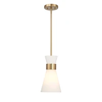 Hello Honey® Kit White & Gold Modern Minimalist Tapered Opal Glass & Metal Ceiling Light