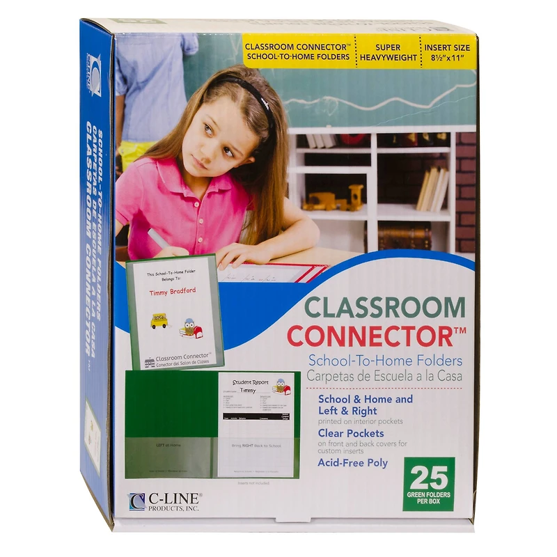 C-Line® Green Classroom Connector™ School-To-Home Folders, 25ct.