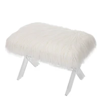 Glitzhome® 25.5" White Faux Fur Acrylic Bench