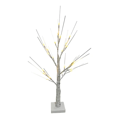 24" LED White Birch Twig Tree Decoration