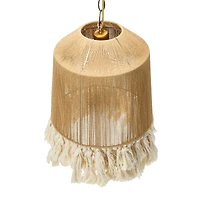 Hello Honey® 16" Coastal Pendant Lamp with Natural Paper Rope Shades, Fringe Detail and Iron Base