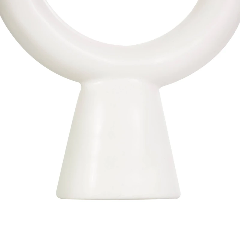 CosmoLiving by Cosmopolitan 12" Black & White Ceramic Geometric Ring Taper Candle Holder Set