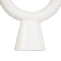 CosmoLiving by Cosmopolitan 12" Black & White Ceramic Geometric Ring Taper Candle Holder Set