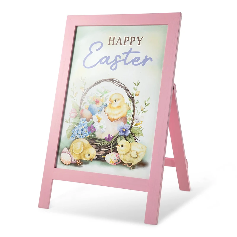 Glitzhome® 23.75" Easter Wooden Chicks Easel Porch Sign