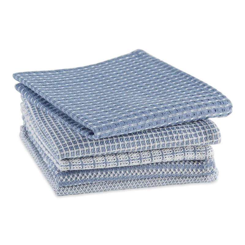 DII® Stonewash Mixed Pattern Blue Dishcloths, 5ct.