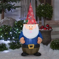 4ft. Airblown® Inflatable Christmas Gnome in Red Damask Hat