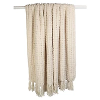 Chenille Luxury Tassel Throw Cream"