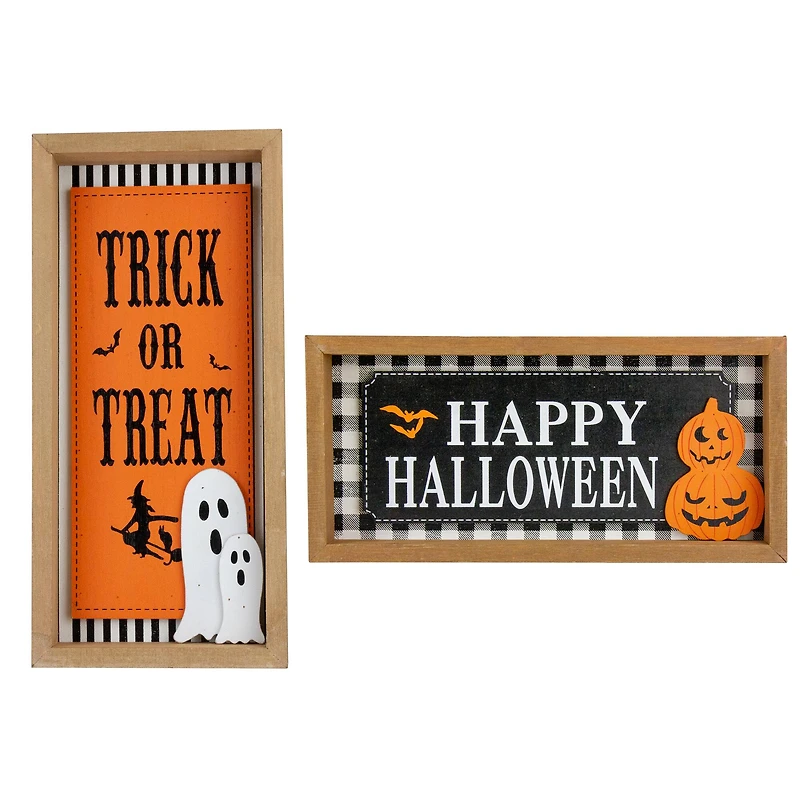 Happy Halloween Wooden Shadow Box Plaques Set