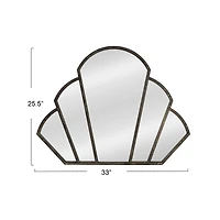 Hello Honey® 33" Black Distressed Metal Scallop Shaped Wall Mirror
