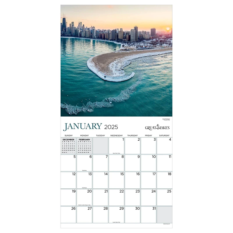 TF Publishing 2025 Great Lakes Wall Calendar