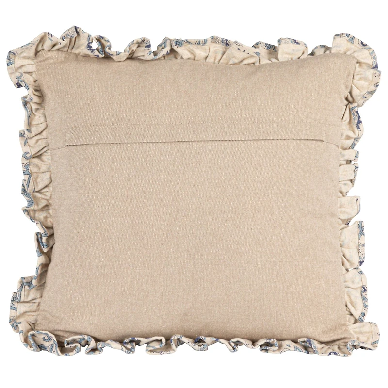 Hello Honey® 18" Blue & White Floral Accent Pillow with Ruffled Edges