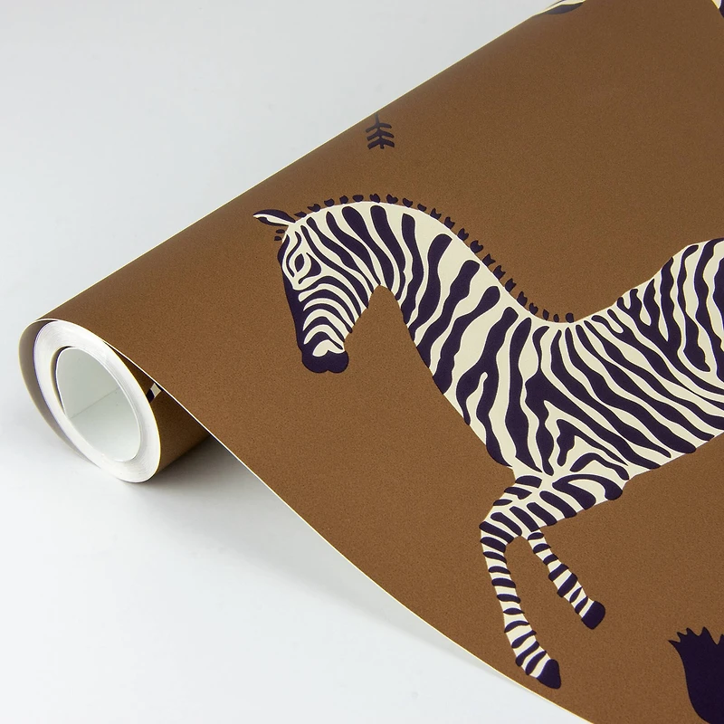 Scalamandre Brown Zebra Safari Peel & Stick Wallpaper