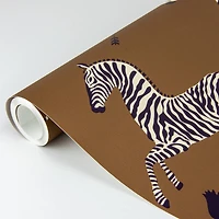Scalamandre Brown Zebra Safari Peel & Stick Wallpaper