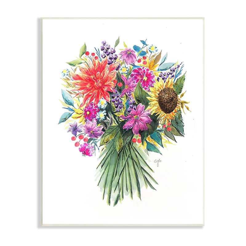 Stupell Industries Charming Bridal Style Bouquet Illustration Vivid Country Florals Wall Plaque