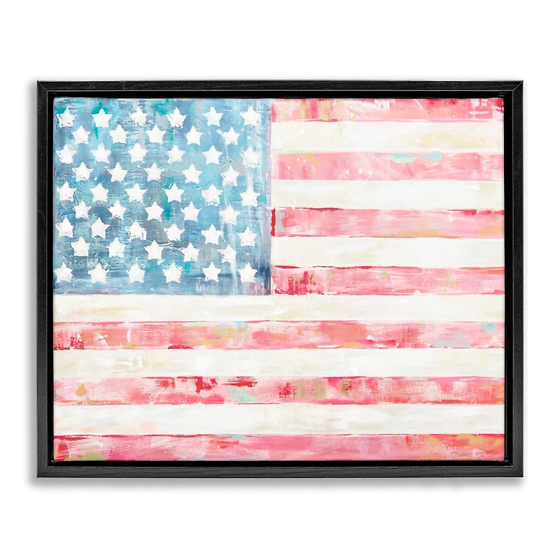 Stupell Industries Patriotic Brushed Flag Floater Framed Art