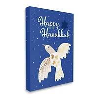 Stupell Industries Happy Hanukkah Patterned Dove Canvas Wall Art
