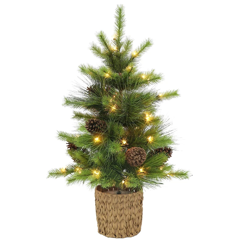 3.5ft. Pre-Lit Potted Artificial Tree, Clear Lights