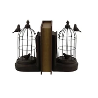 Black Metal Farmhouse Birdcage Bookends Set