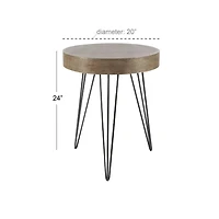 Brown Wood & Metal Modern Accent Table