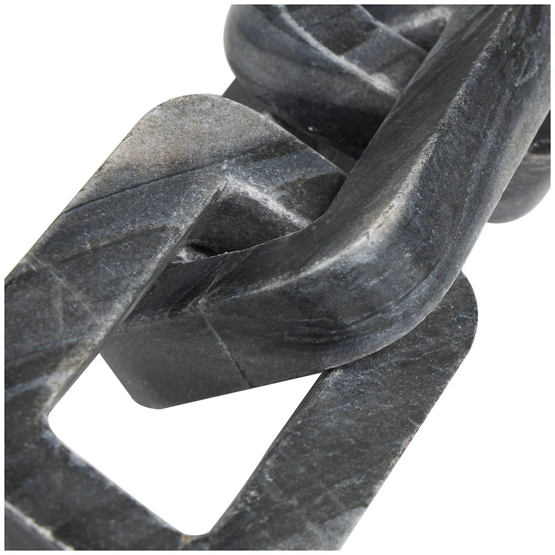 14" Gray Marble Chain Geometric 3-Link Sculpture
