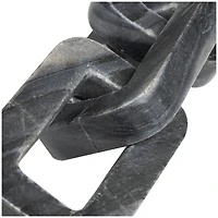 14" Gray Marble Chain Geometric 3-Link Sculpture