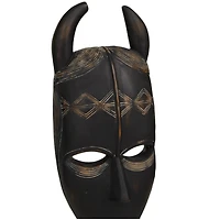 Black Polystone Handmade Carved Mask Sculpture Set