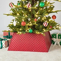 Glitzhome® 25.75" Red Trapezoid Metal Weave Tree Collar