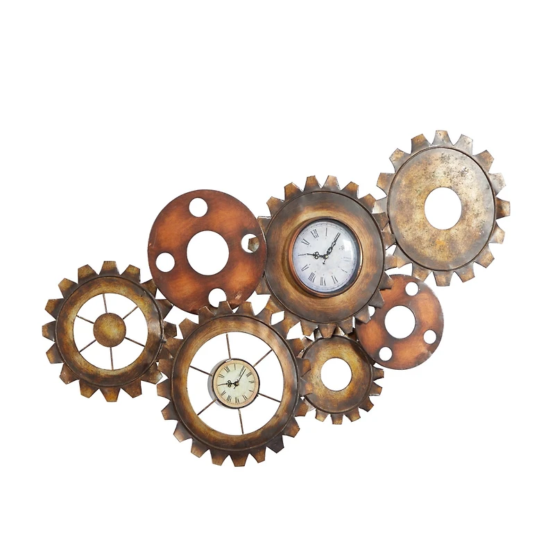 Brown Industrial Metal Wall Clock
