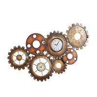 Brown Industrial Metal Wall Clock