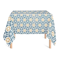 Blue and Yellow Circle Hex 58" x 58" Tablecloth