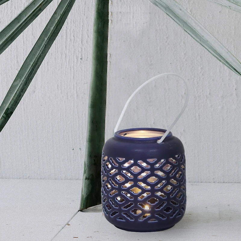 Flora Bunda® 5.5" LED Birds Eye Ceramic Lantern