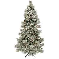 6.5ft. Pre-Lit Snowy Yorkshire Artificial Christmas Tree, Clear Lights