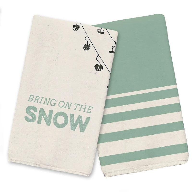 Ski Lift Slopes Snow Tea Towels - Set of 2